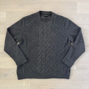 Barbour Charcoal Cable Knit Crewneck Sweater 100% Wool